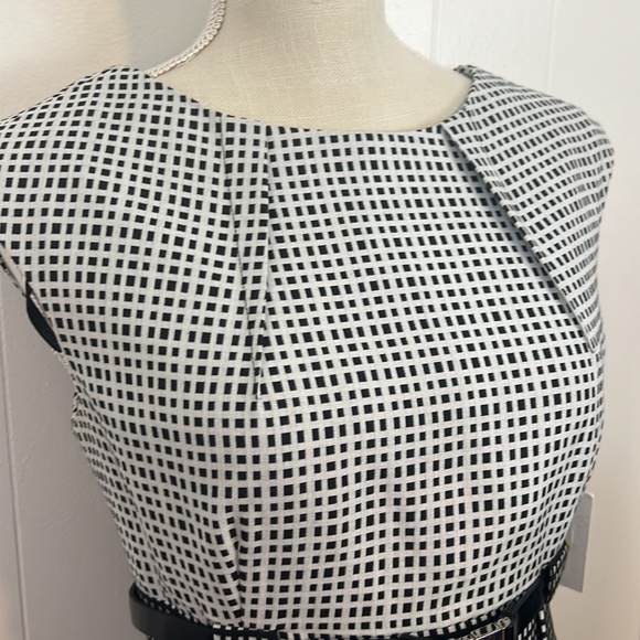 NWOT Calvin Klein Belted Houndstooth Sheath Dress Size 4 - Picture 2 of 13